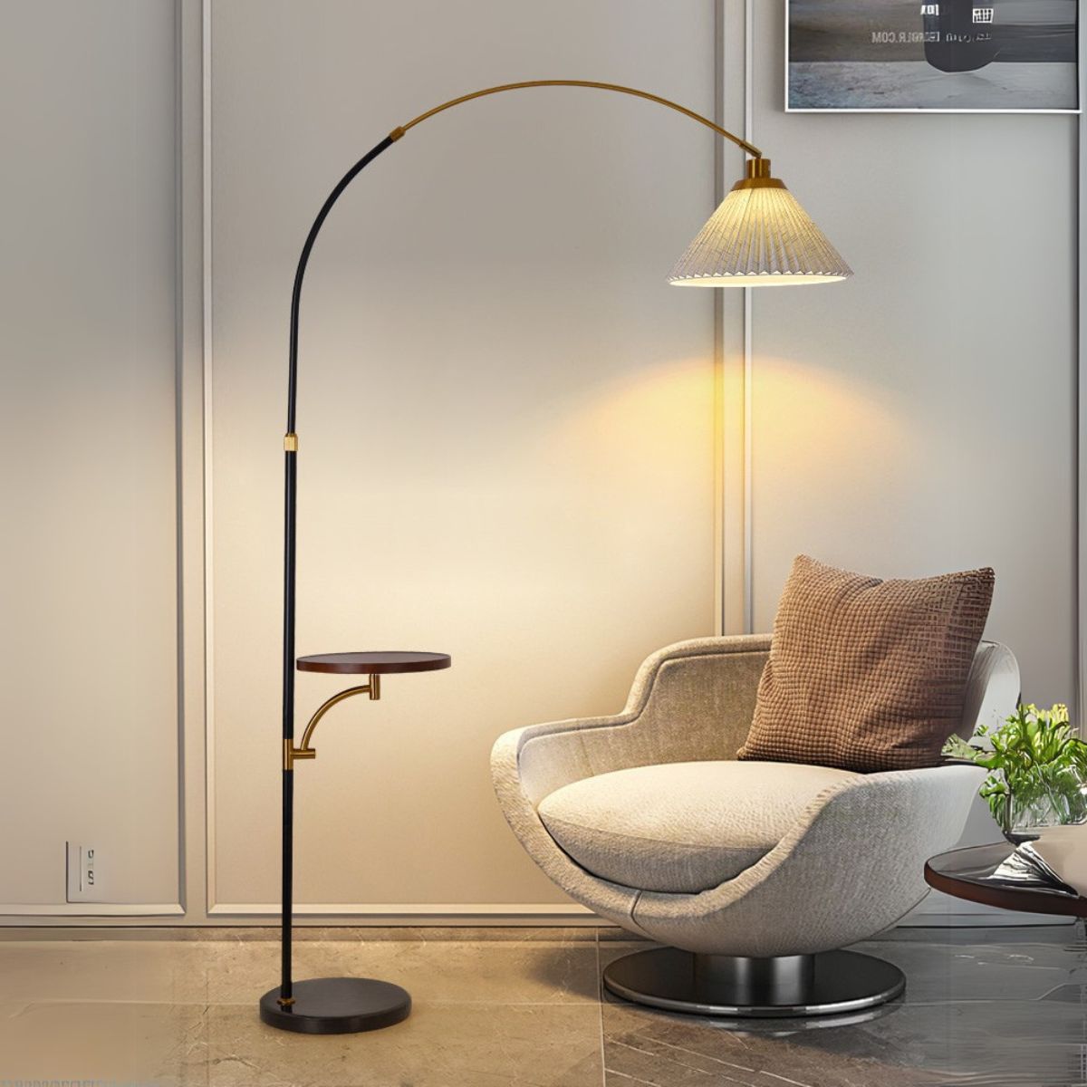 Arc Minimalist Floor Lamp with Table