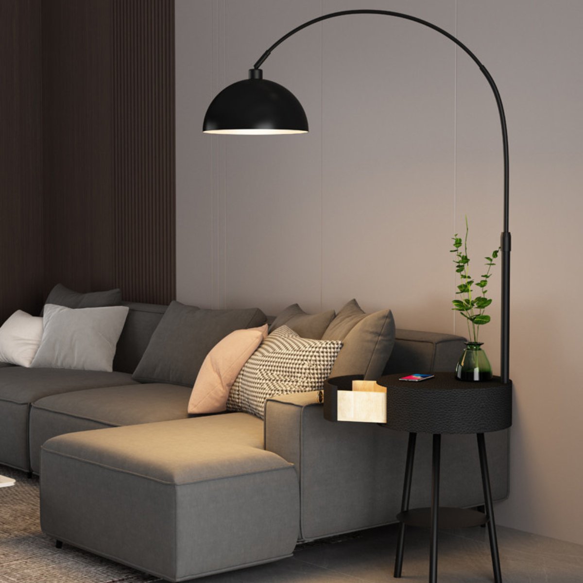 Elegant Arched Floor Lamp with Storage Table - Geelamp - Online - Shop